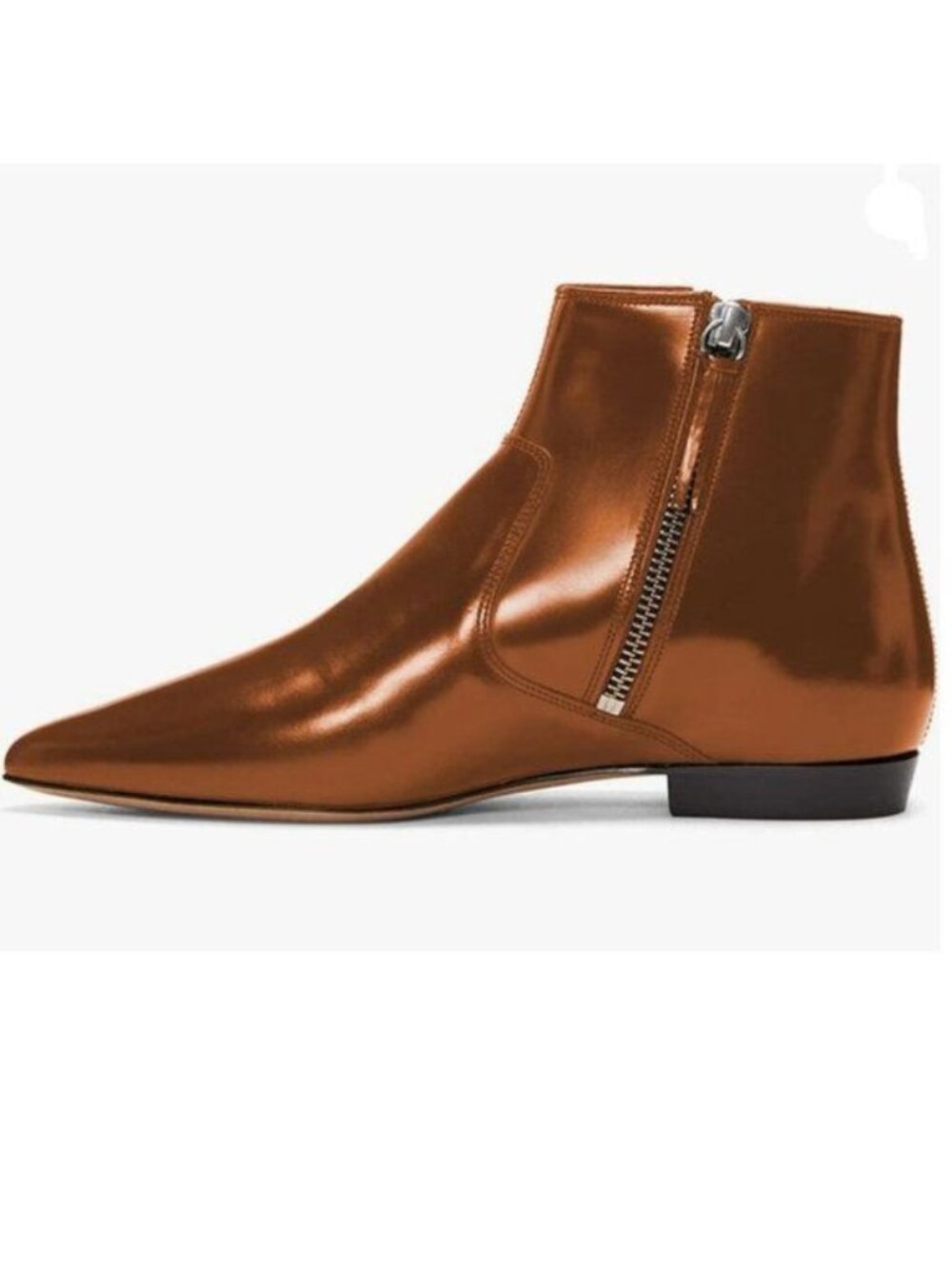XYD Brown Pointed Toe Ankle Boots Low Heel Office Dress Shoe Double Side Zippers